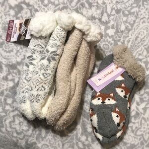 Cozy Womens Socks Set - Cream, Gray, Tan